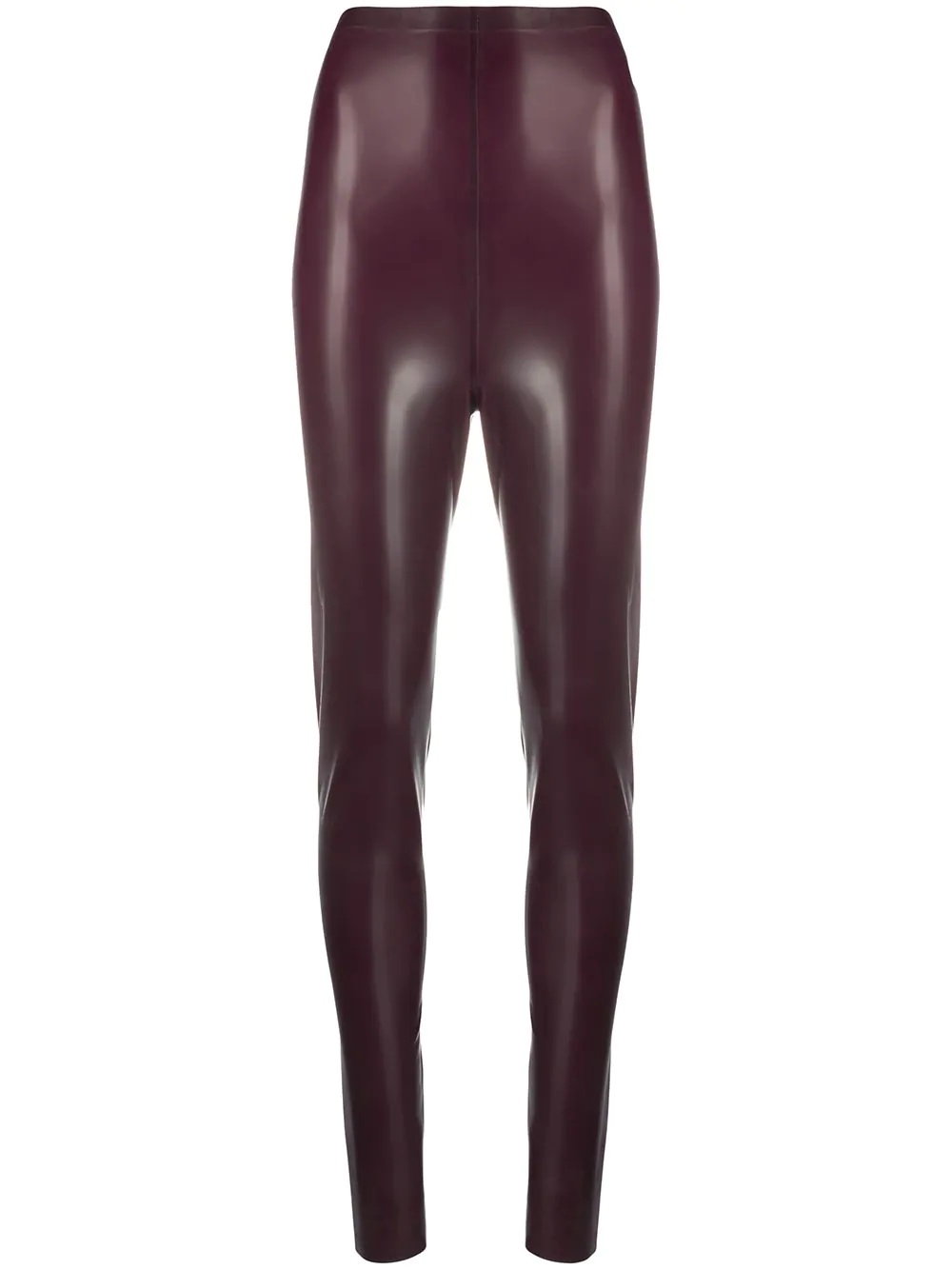 high-waisted latex leggings - 1