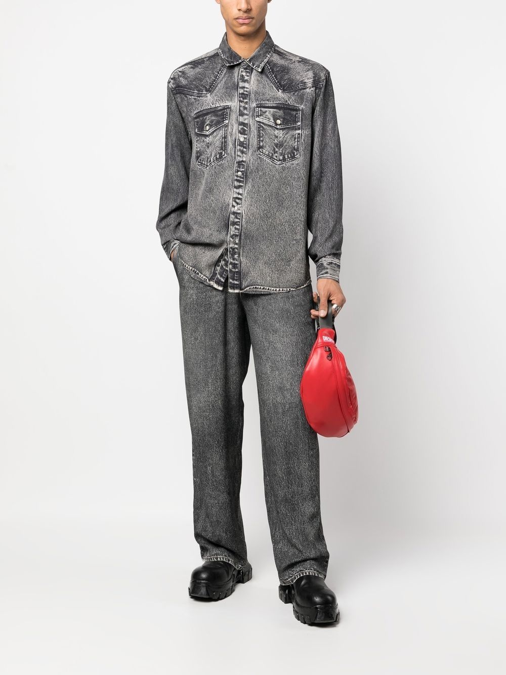 acid-wash long-sleeve shirt - 2