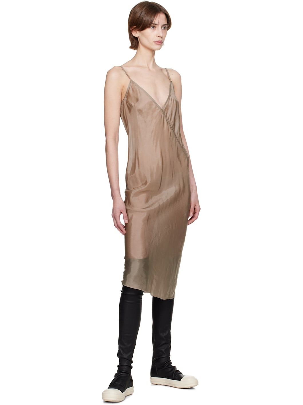 Taupe Hollywood Slip Midi Dress - 4