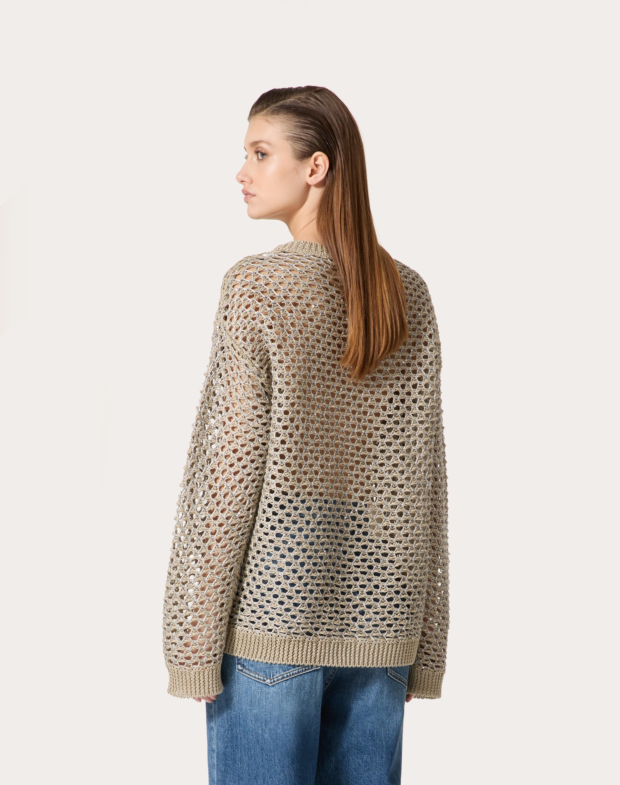 LINEN PULLOVER WITH PAILLETTES - 4