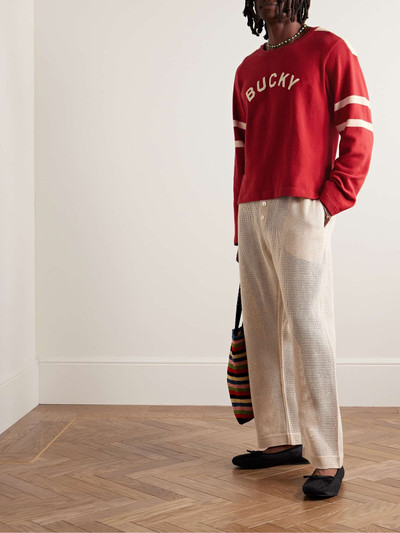 BODE Appliquéd Striped Cotton-Jersey Sweatshirt outlook