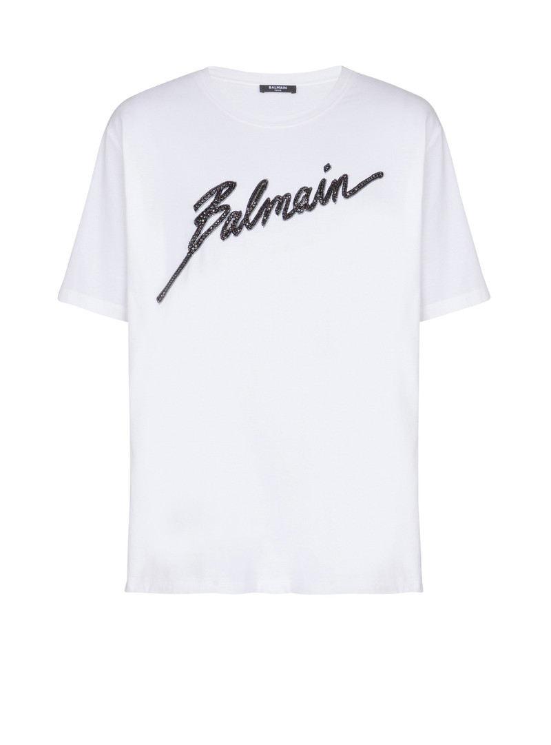 자수 Balmain 편지 티셔츠 - 1