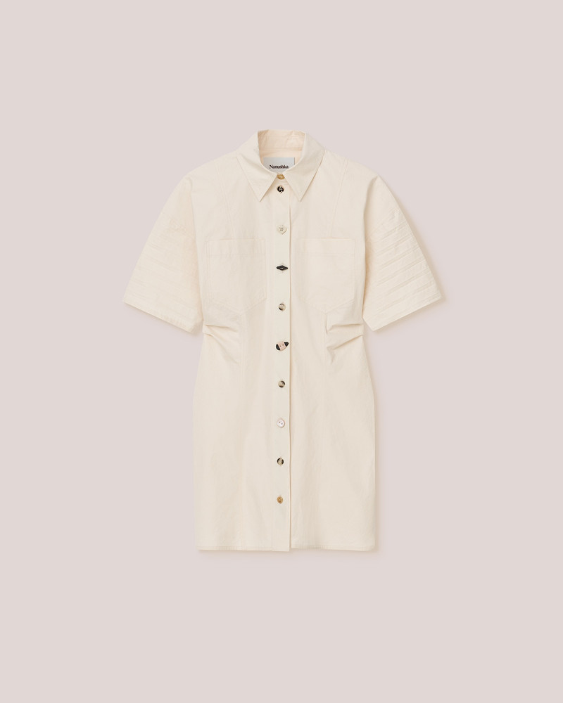 JAYLA - Pleated shirting dress - Creme 1