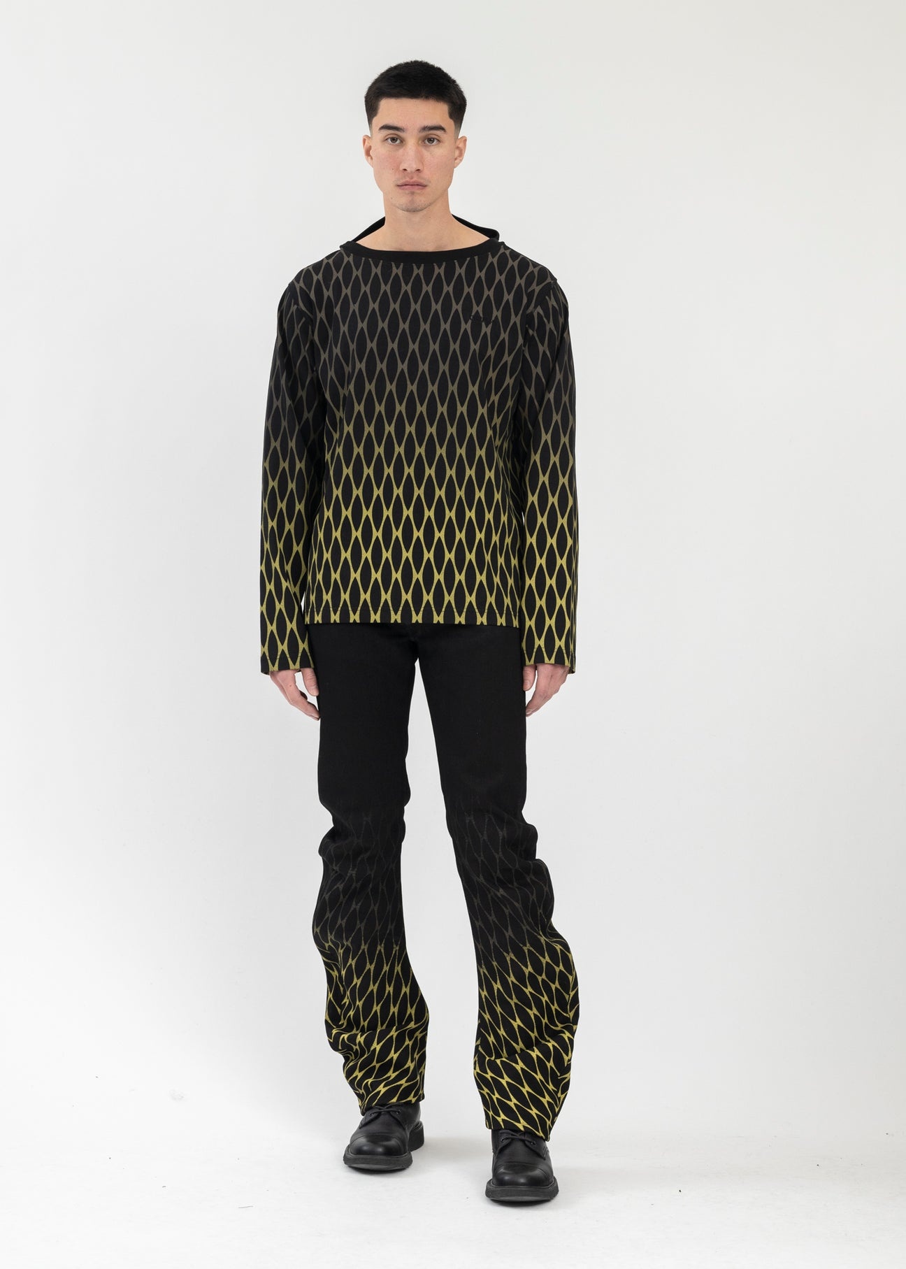 BLACK CHAIN PRINT MASK LS T-SHIRT - 7