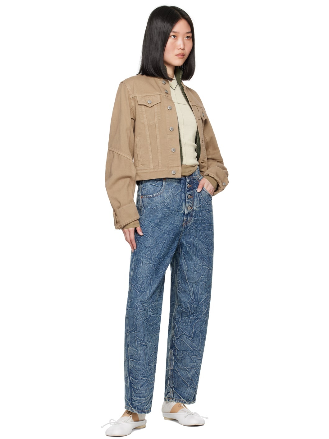 Blue Crinkled Jeans - 4