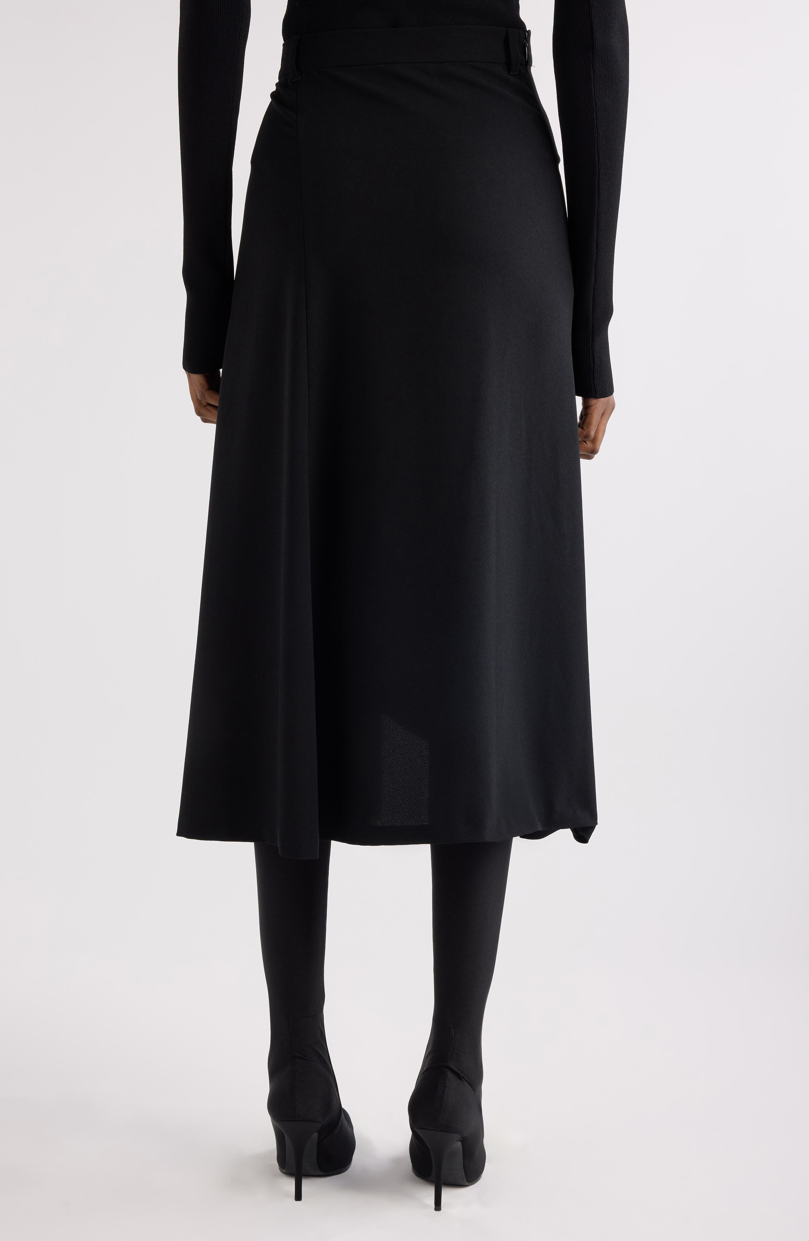 Balenciaga Draped Tailored Crepe Skirt in 1000 Black at Nordstrom - 3