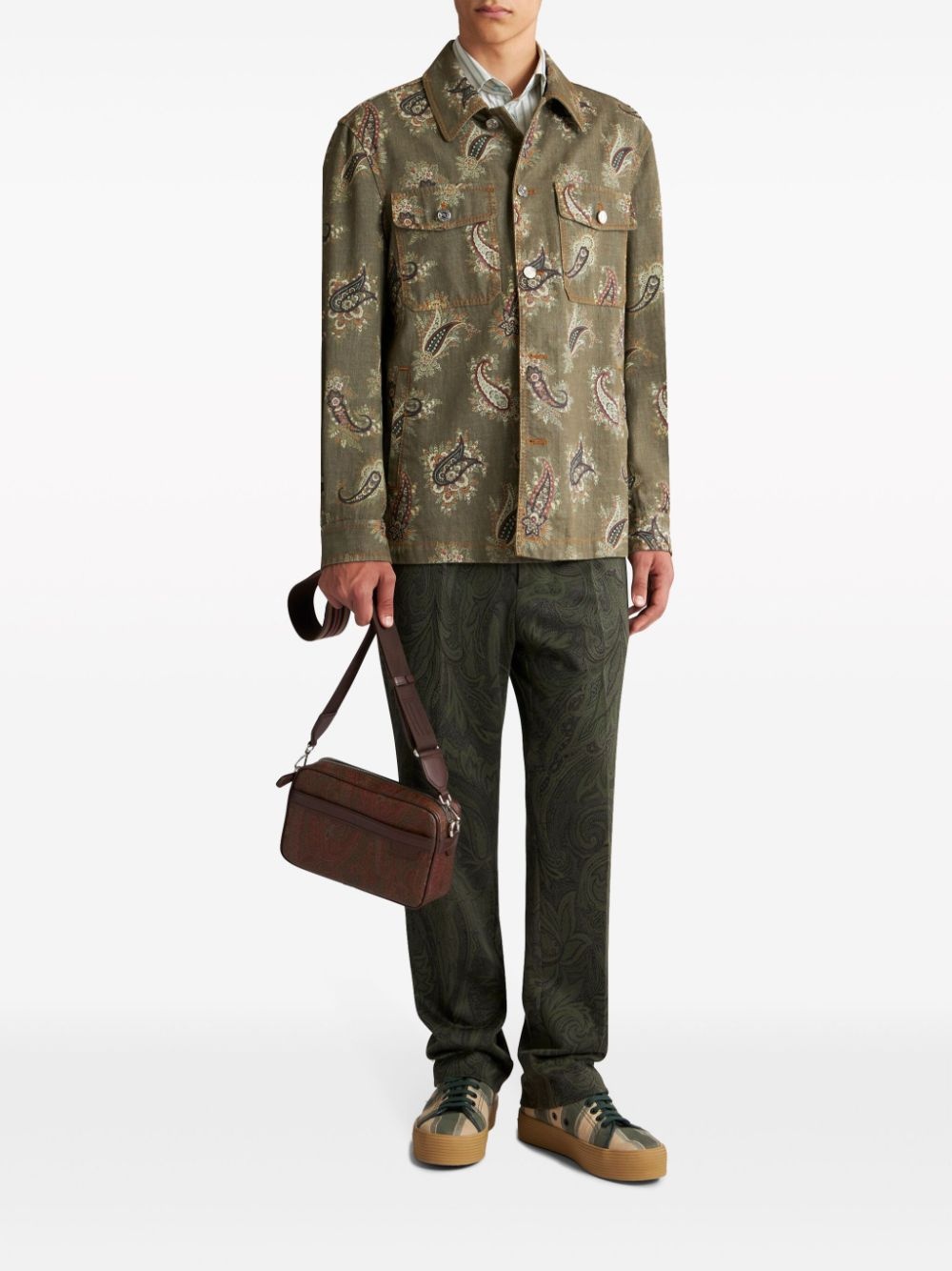 paisley-print denim shirt jacket - 2