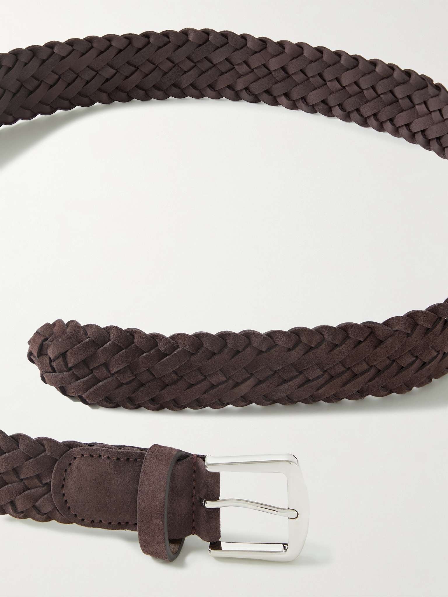 4cm Brown Woven Leather Belt