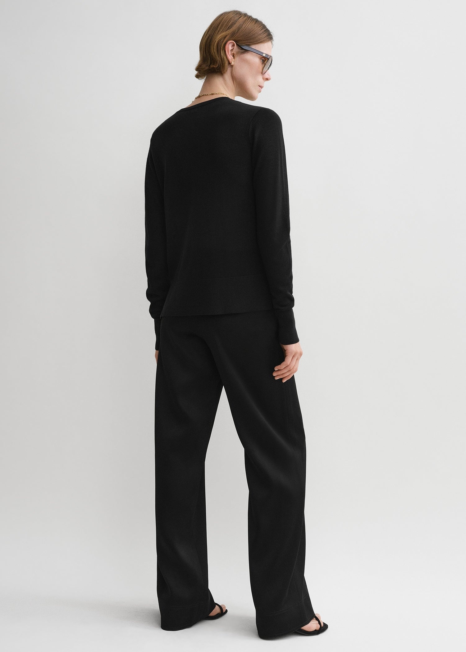 Contrast satin trousers black - 4