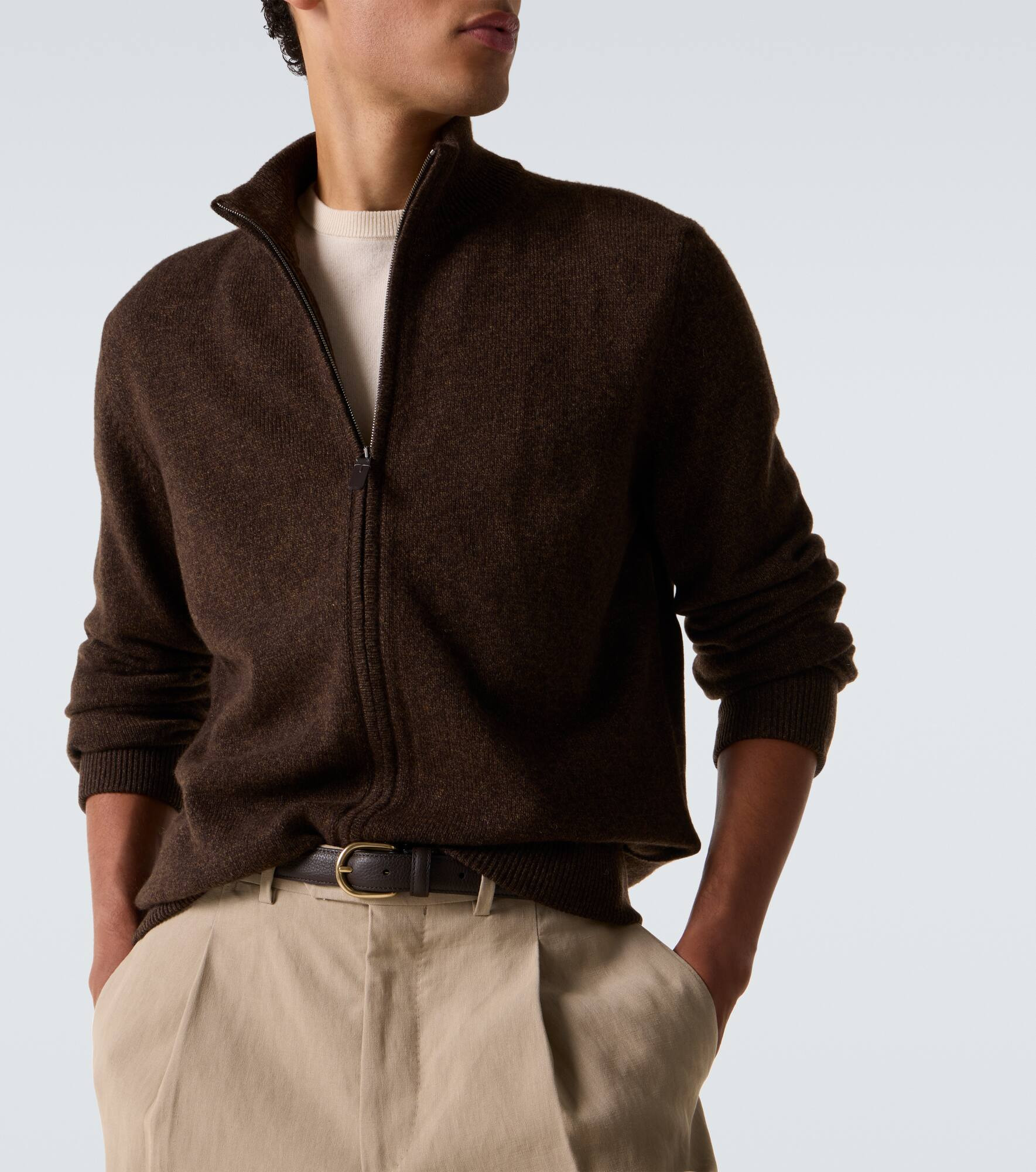 Wool and cashmere zip-up cardigan - 5