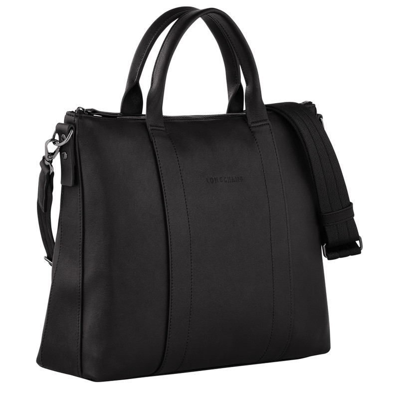 Longchamp 3D Briefcase Black - Leather 3