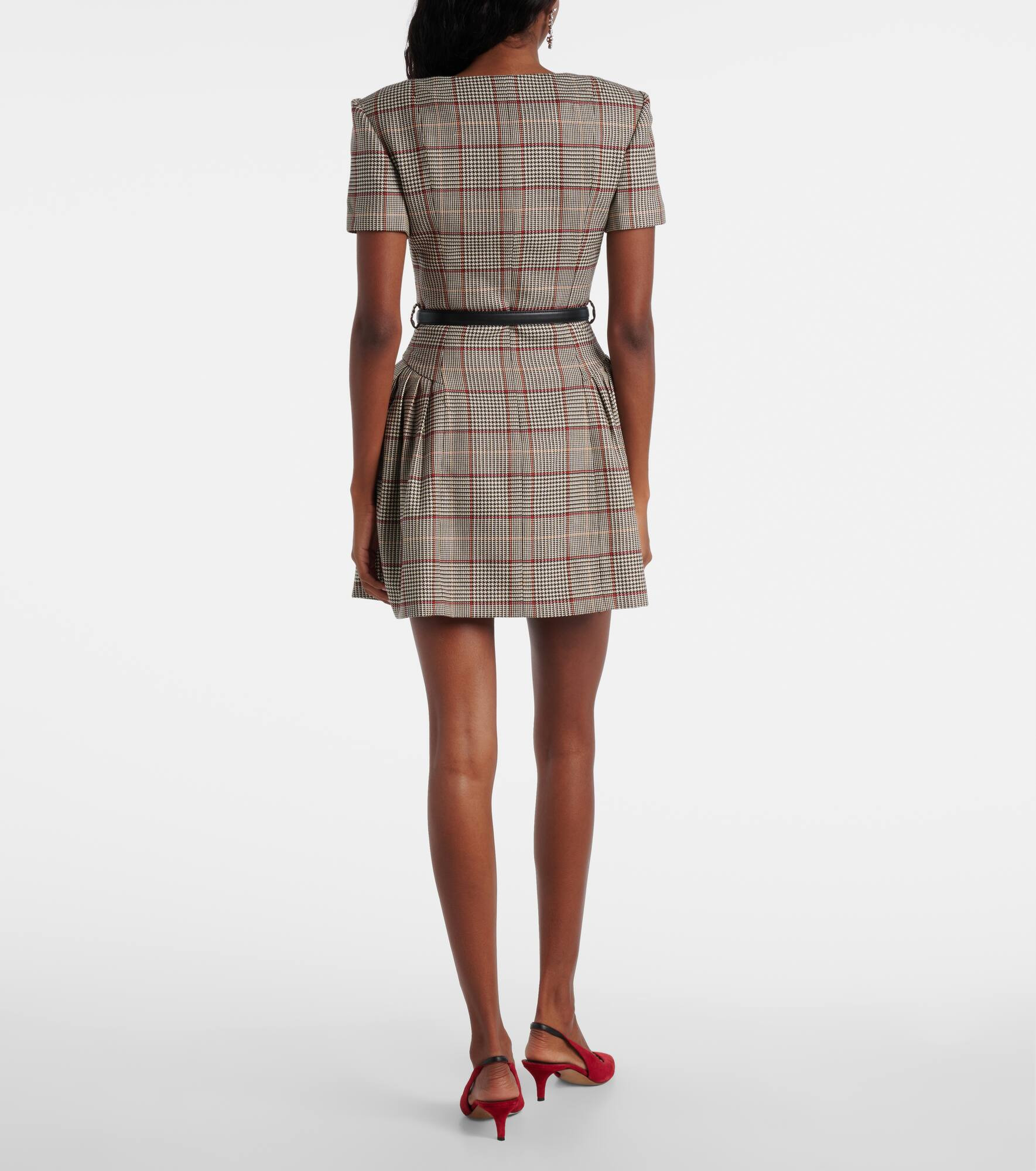 Houndstooth wool-blend twill minidress - 3