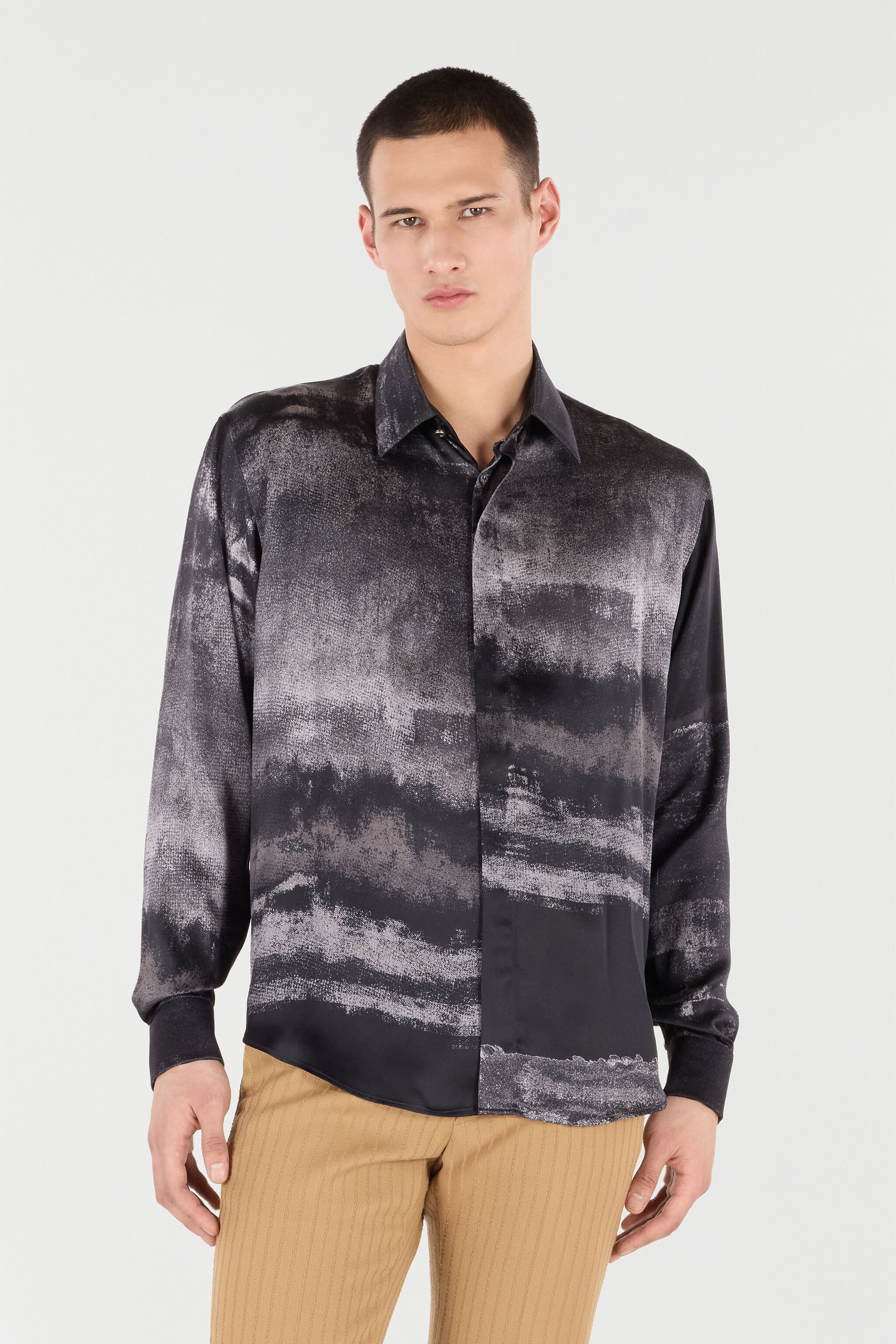 Used-Effect Gradient Silk Shirt - 3