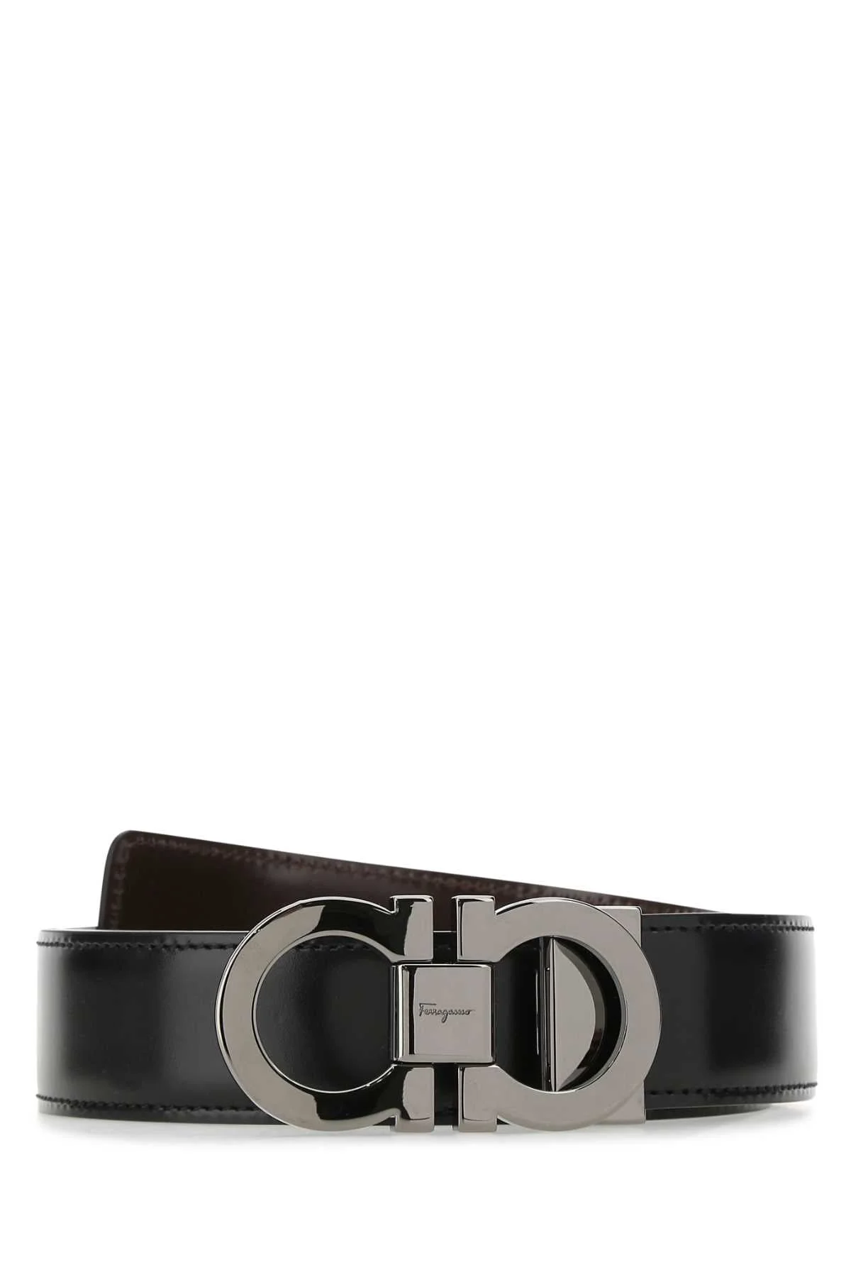 Salvatore Ferragamo Men Black Leather Reversibile Belt - 1