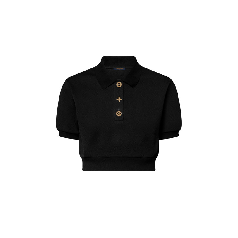 Cropped Monogram Button Polo Top 1