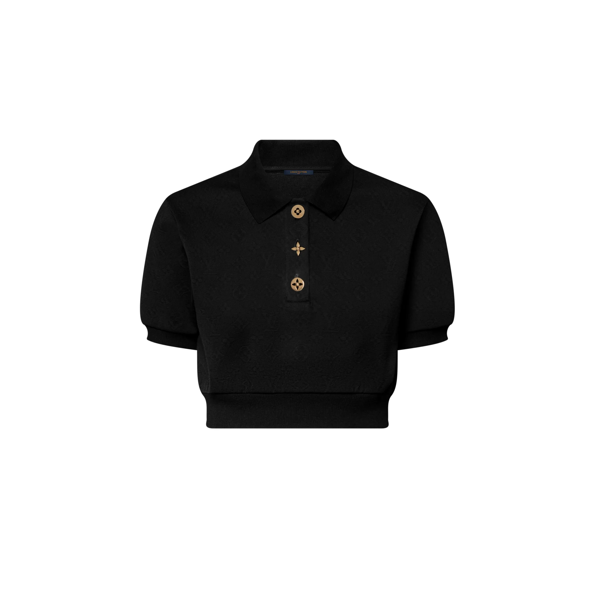 Cropped Monogram Button Polo Top - 1