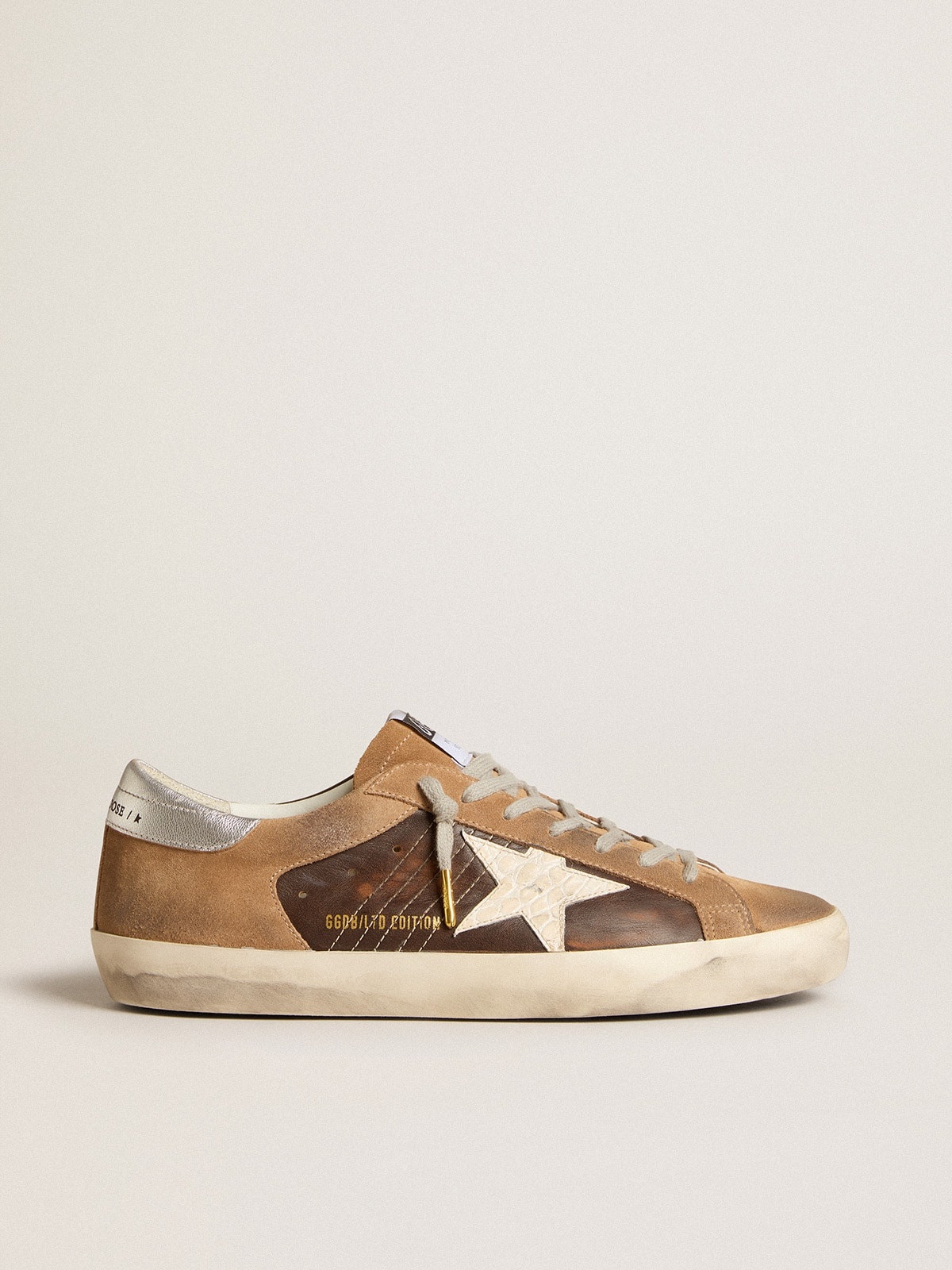 Super-Star LTD in brown leather and tobacco suede with white star - 1