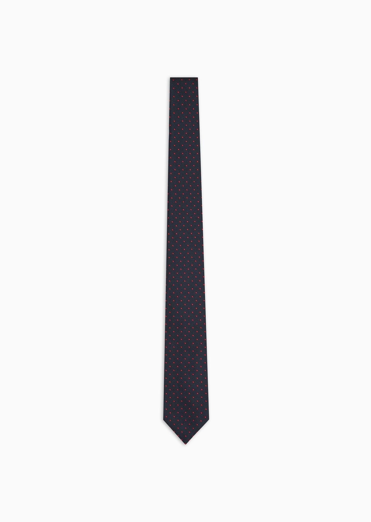 Pure silk tie with jacquard polka dot-effect micro-check - 1