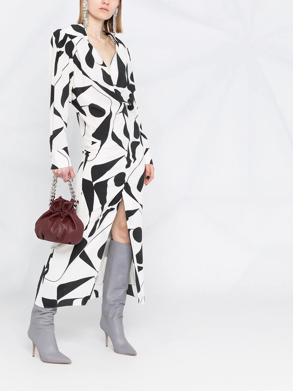abstract-print silk dress - 6