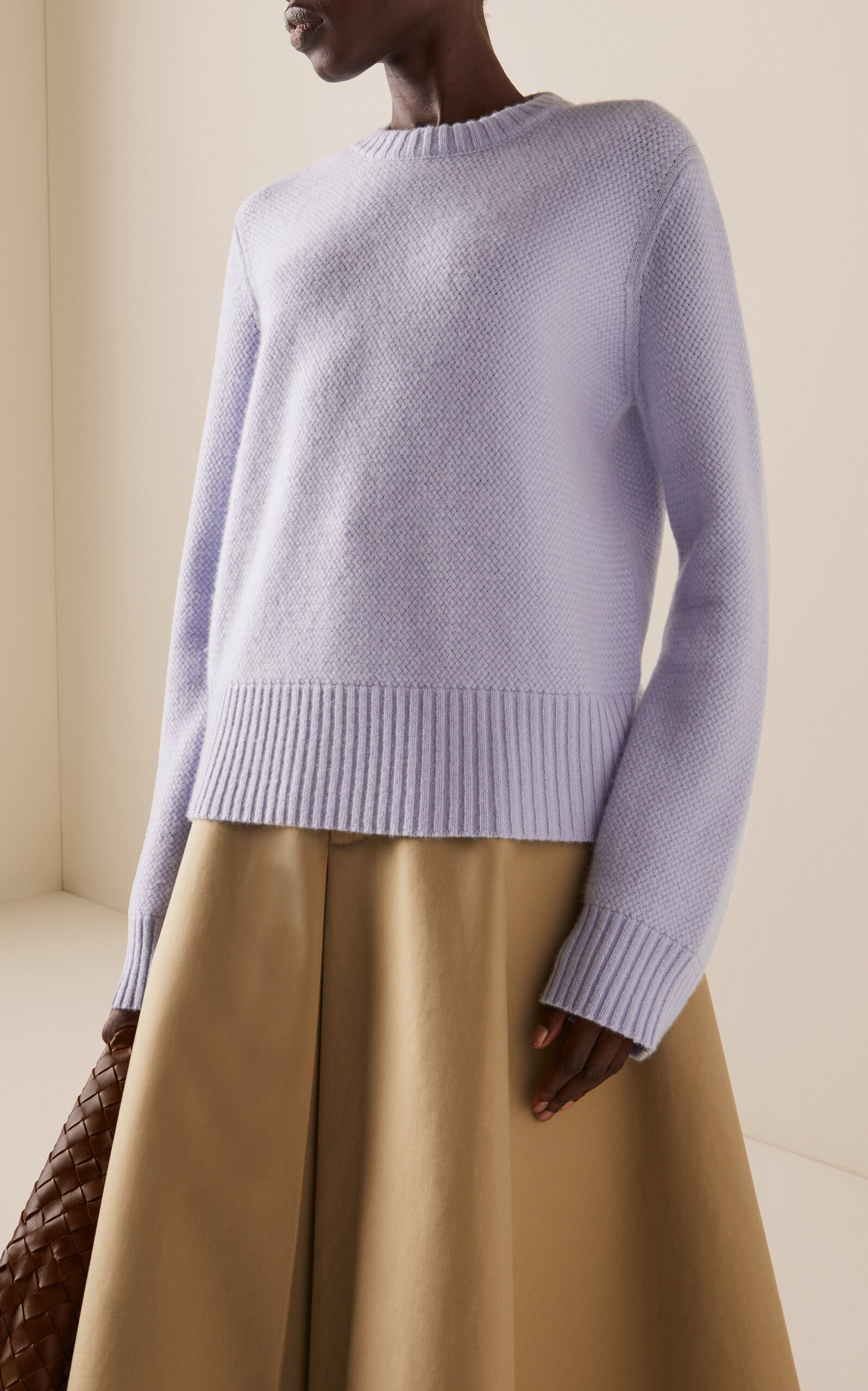 Intrecciato-Knit Cashmere Sweater purple - 3