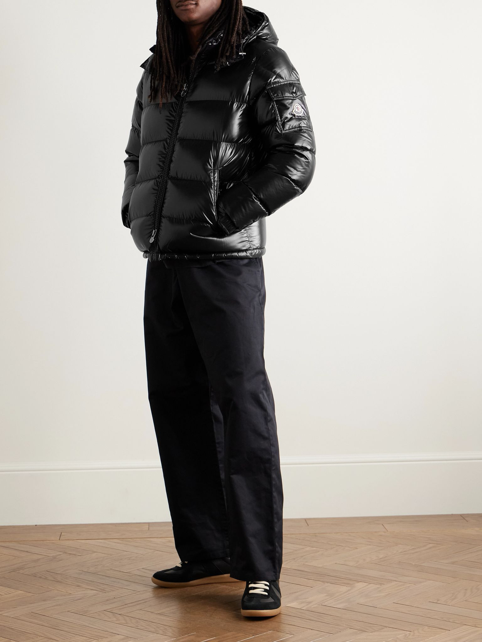 Maya Logo-Appliquéd Quilted Shell Hooded Down Jacket Black - 2