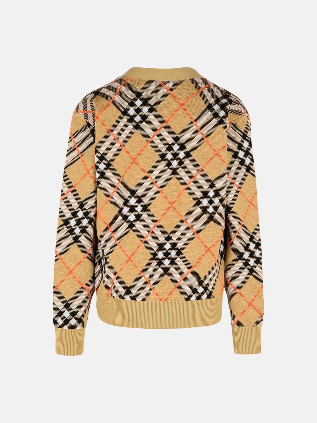 'CHECK' BEIGE WOOL CARDIGAN - 3