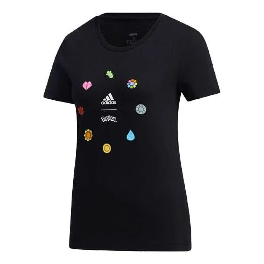 (WMNS) adidas x POKEMON Crossover Printing Training Sports Short Sleeve Black GN3004 - 1
