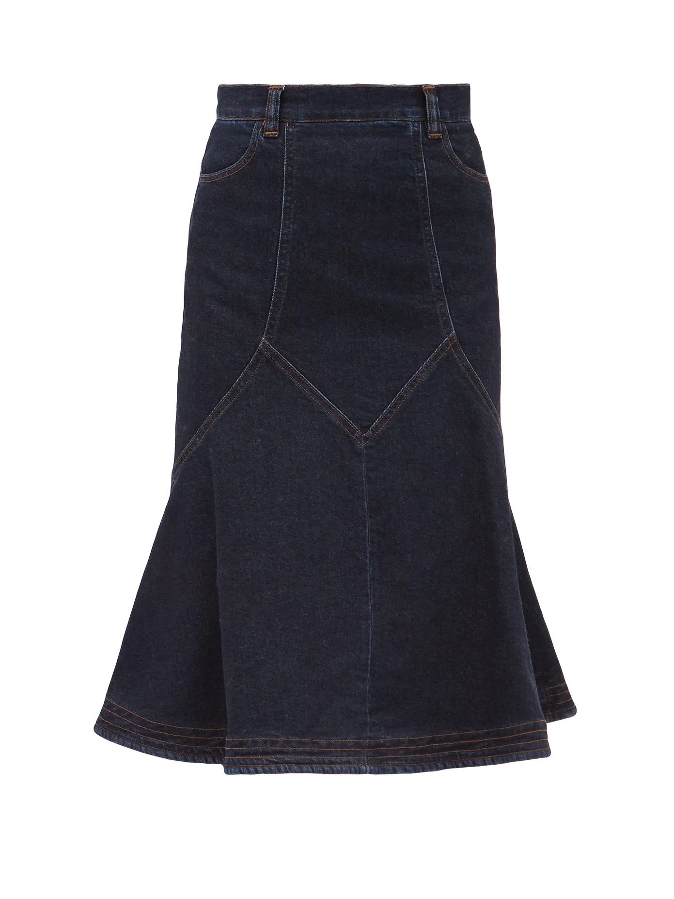 Flared denim midi skirt - 1