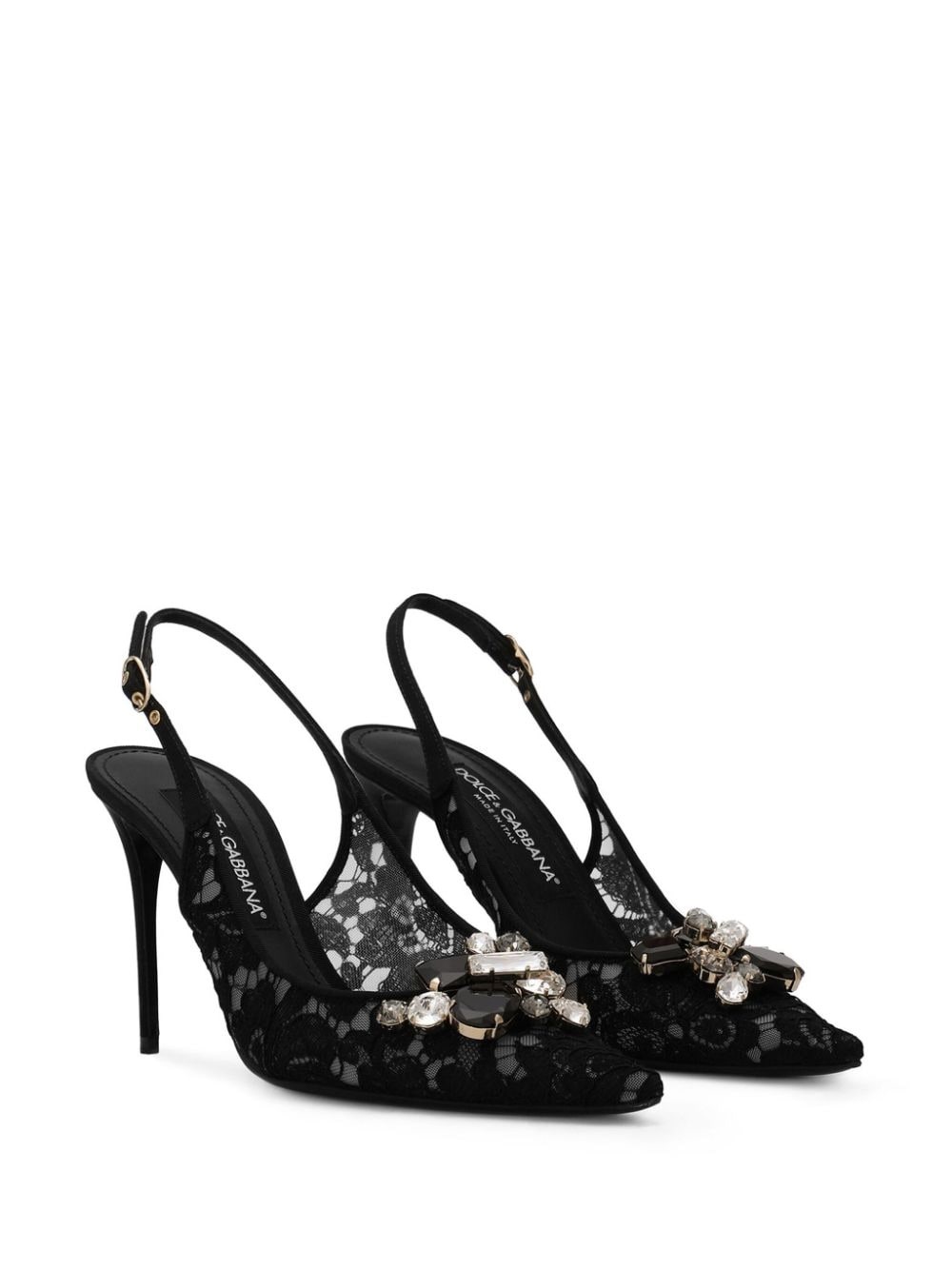 crystal lace slingback pumps - 2