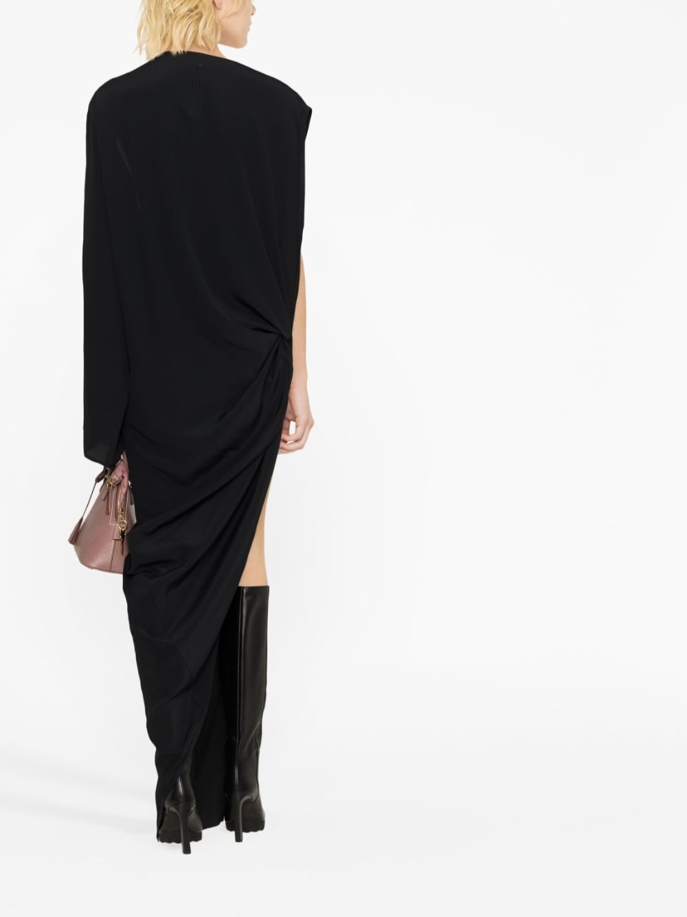 asymmetric-design gathered-detail dress - 4