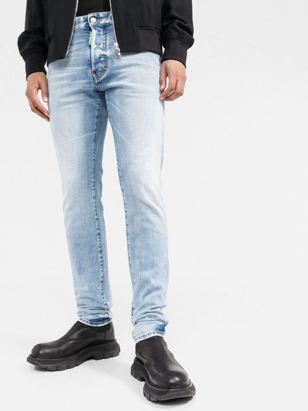 washed slim-fit jeans - 3