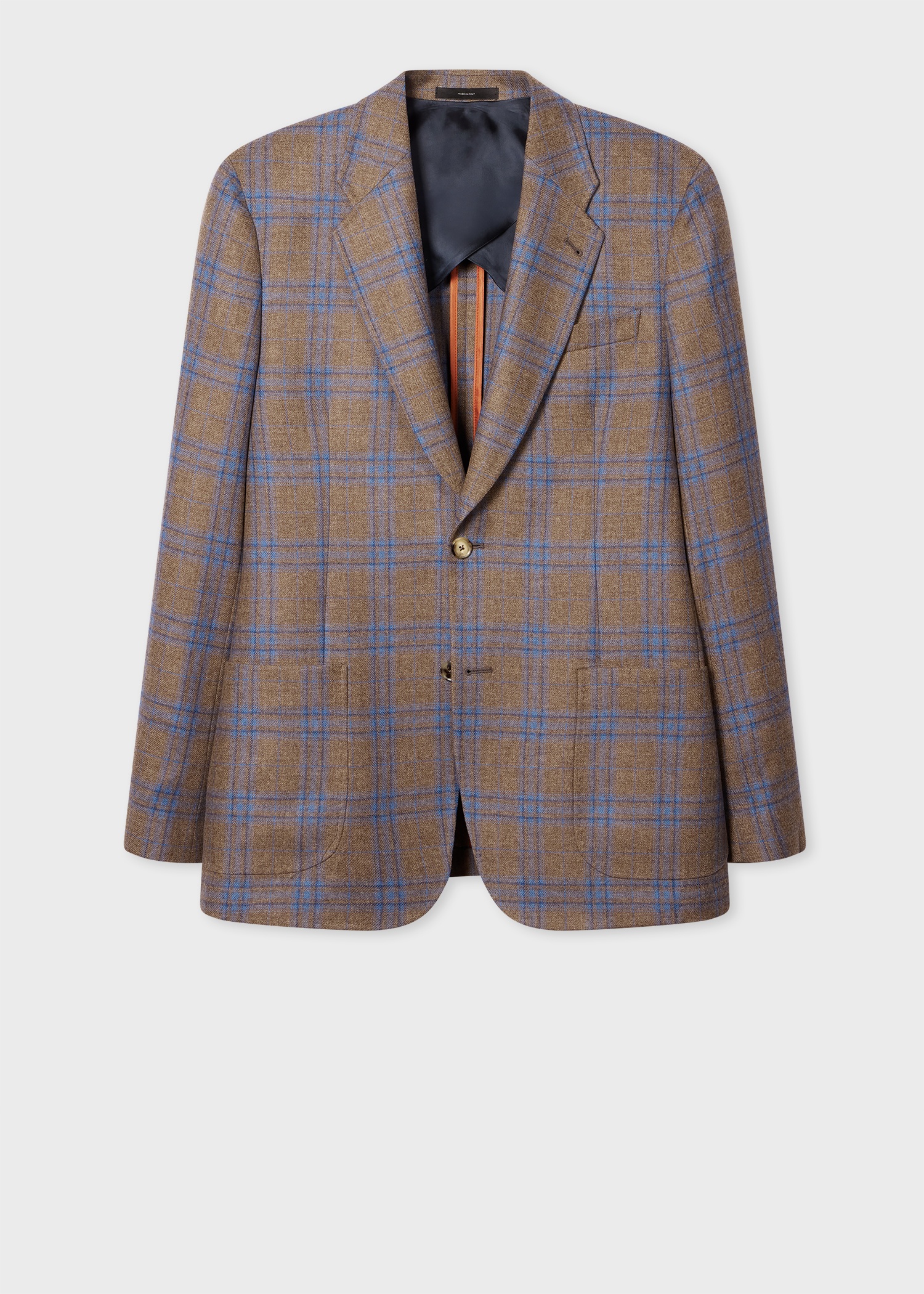 Brown Check Wool-Cashmere Buggy-Lined Blazer - 1