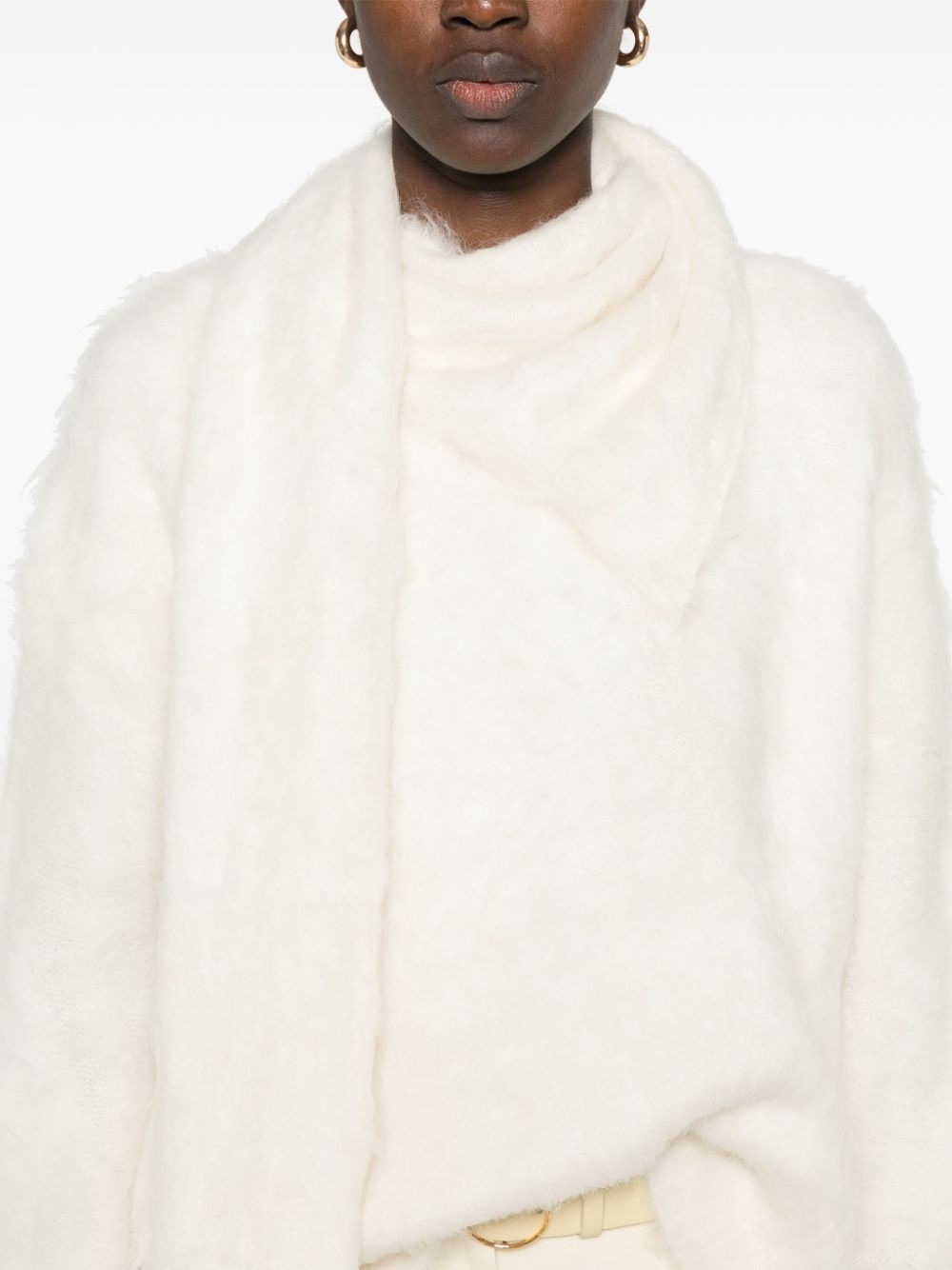 draped-scarf sweater - 5