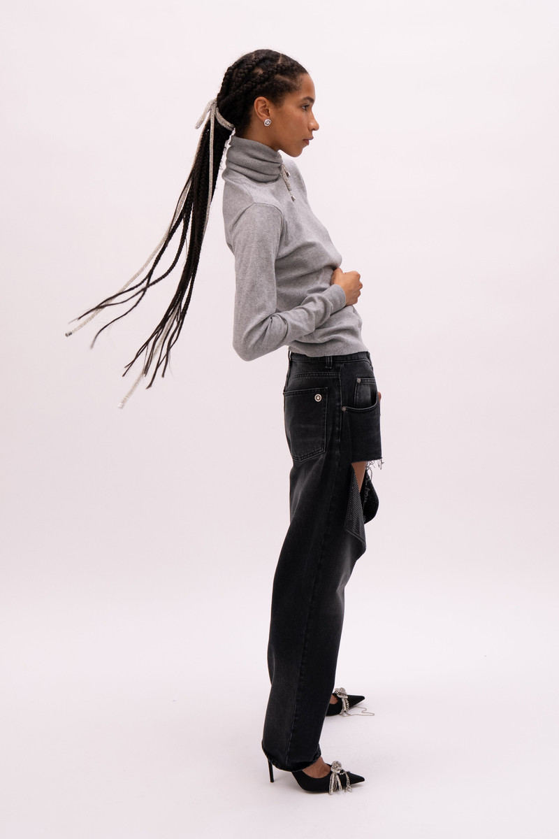 AREA HOTFIX THIGH SLASH JEAN outlook