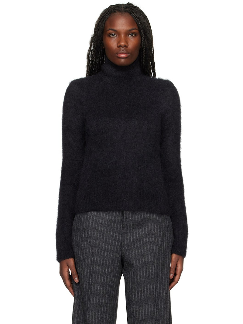 Black Alpaca Mohair Brushed Turtleneck 1