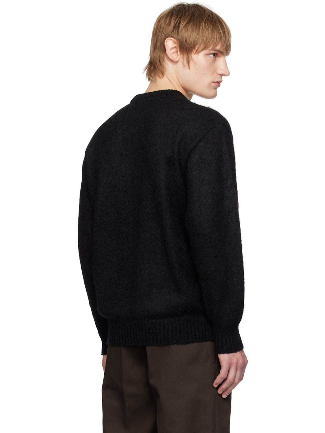 Black Mohair Crew Neck Sweater - 3