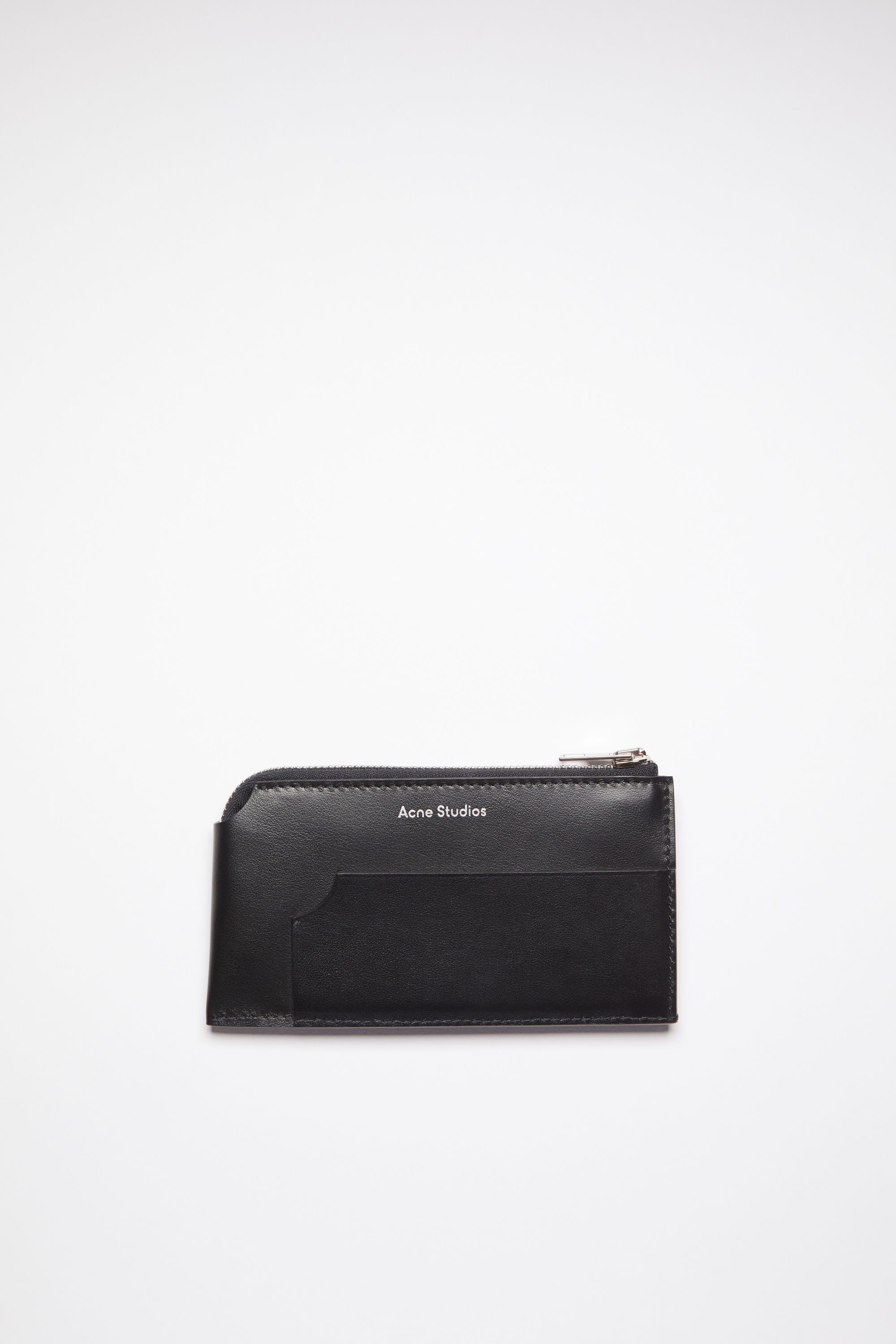 Leather zip wallet - Black - 1