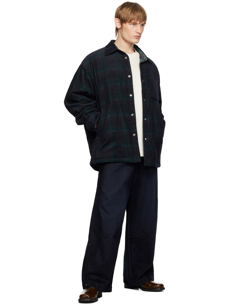 Wooyoungmi Navy & Green Check Overshirt outlook