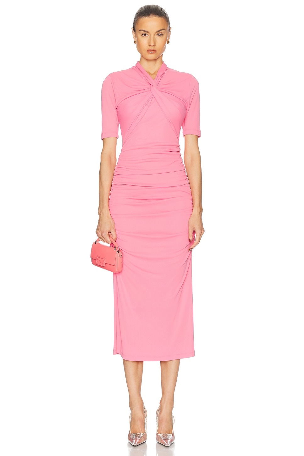 Twisted Neck Midi Dress - 1