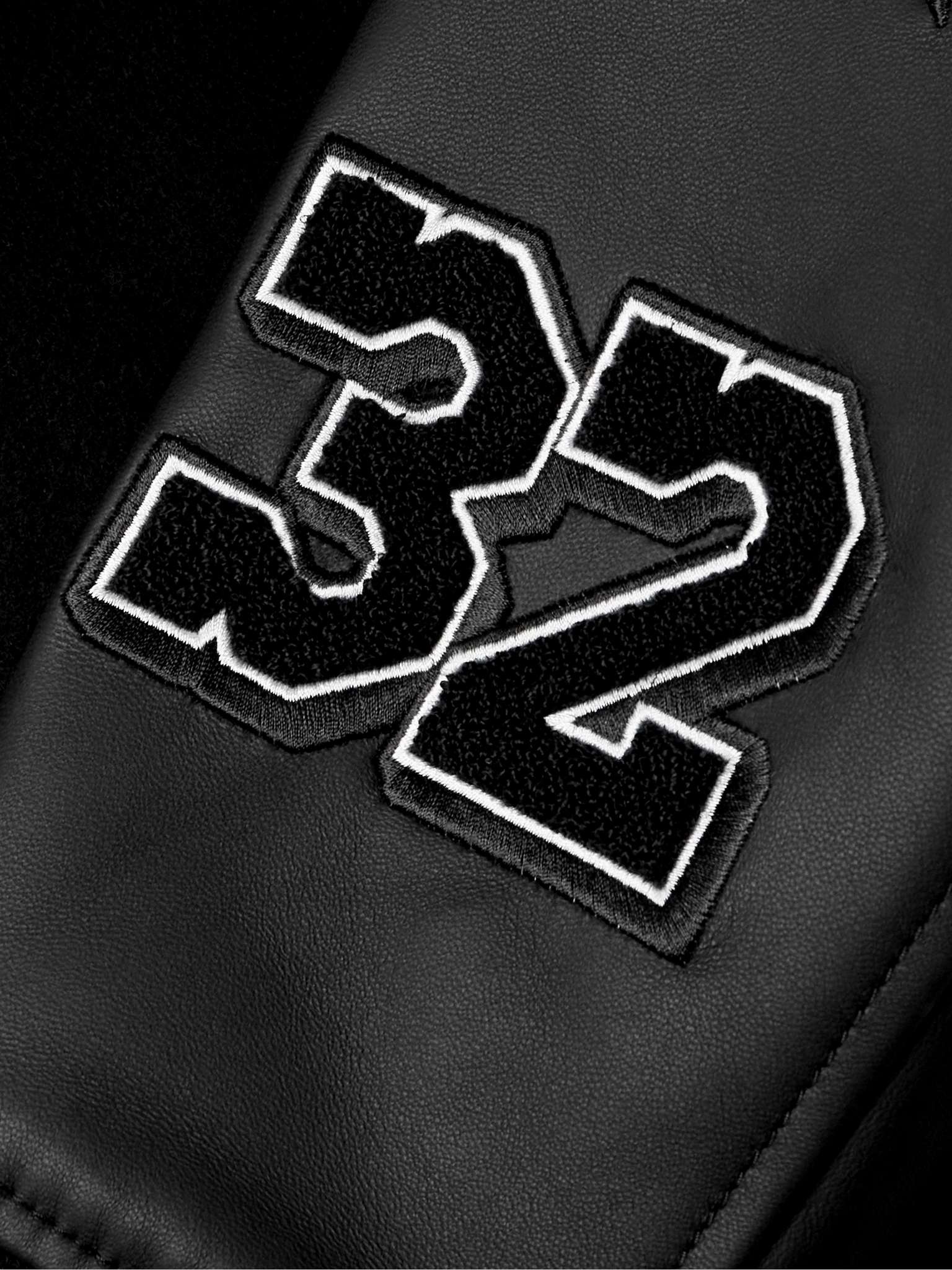 Tyre Moon Appliquéd Wool-Blend and Leather Varsity Jacket - 4