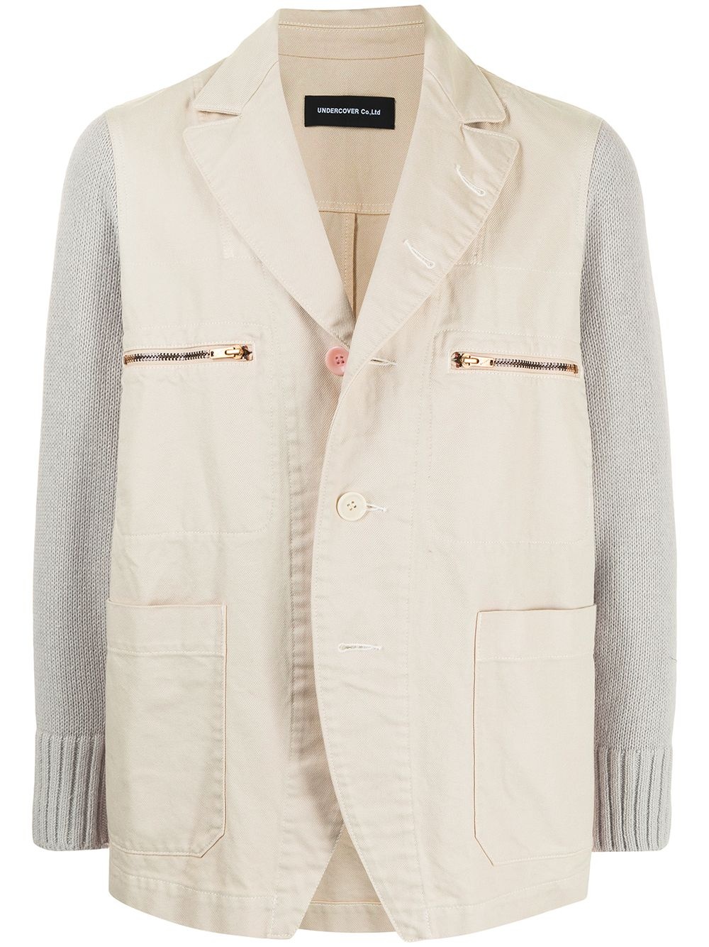contrasting-sleeve cotton blazer - 1