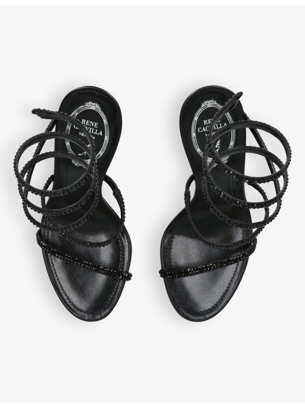 Cleo II 105 Crystal-Embellished Leather Heeled Sandals - 3