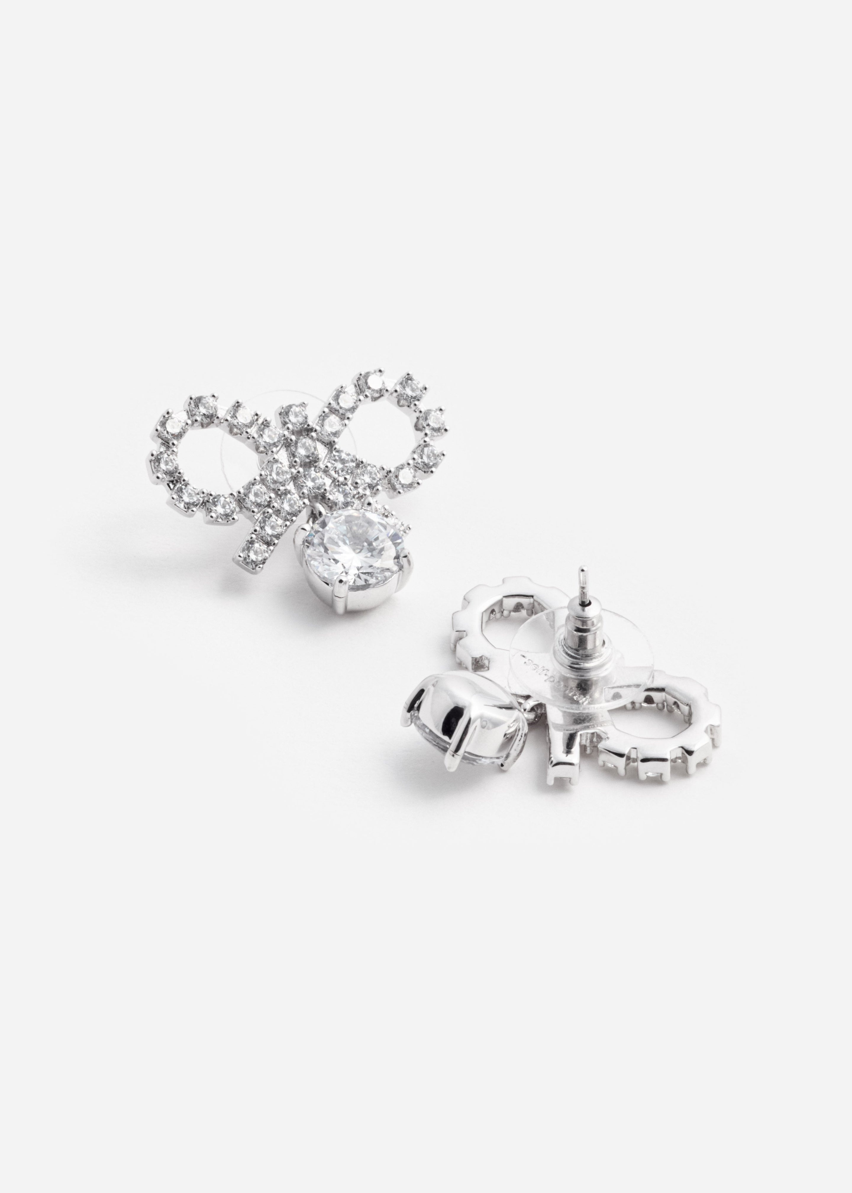 Micro Bow Crystal Earrings - 2