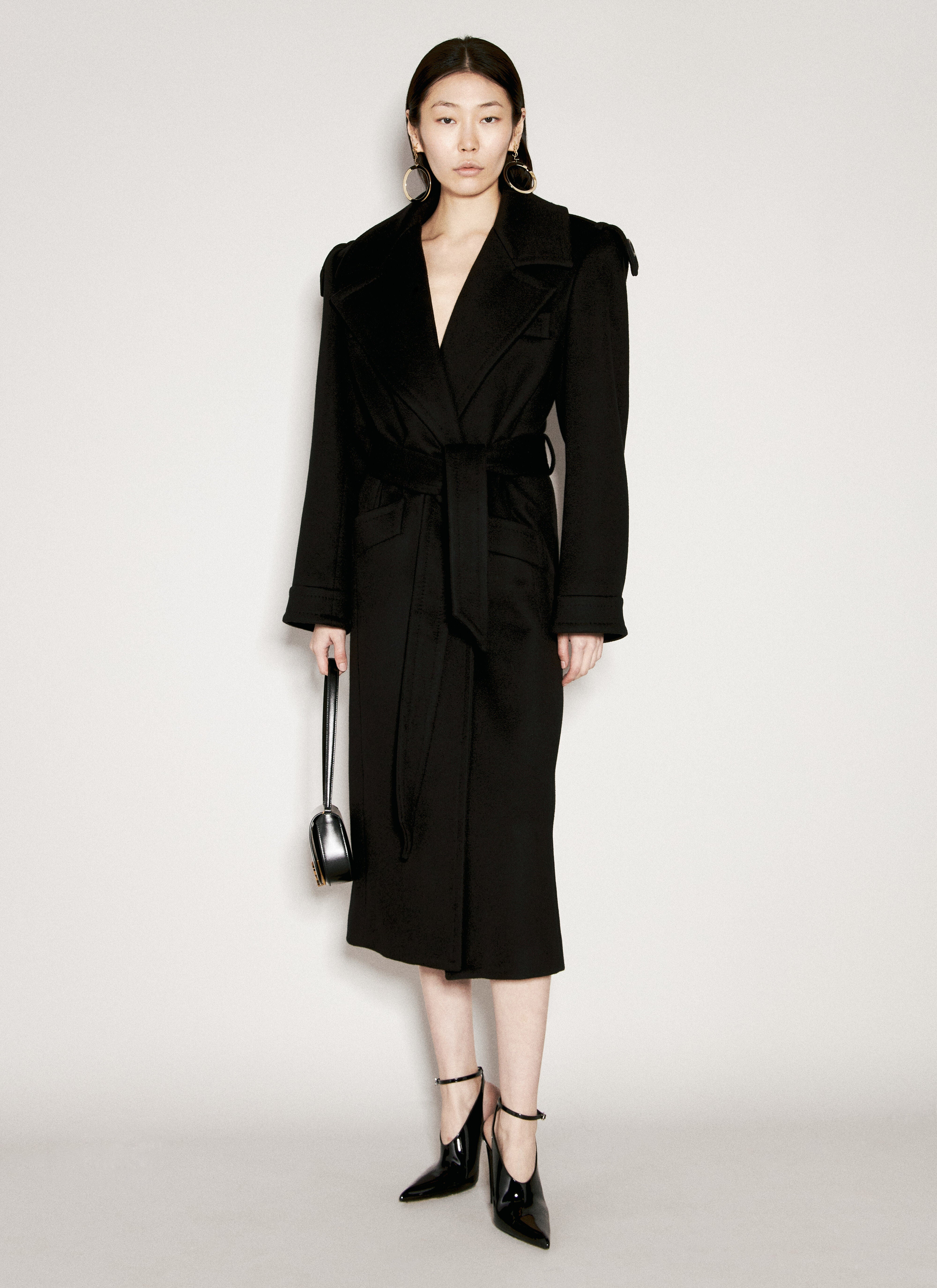 コート SAINT LAURENT Cashmere And Wool Belted Coat SAINT LAURENT Saint Laurent Women Cashmere And Wool Belted