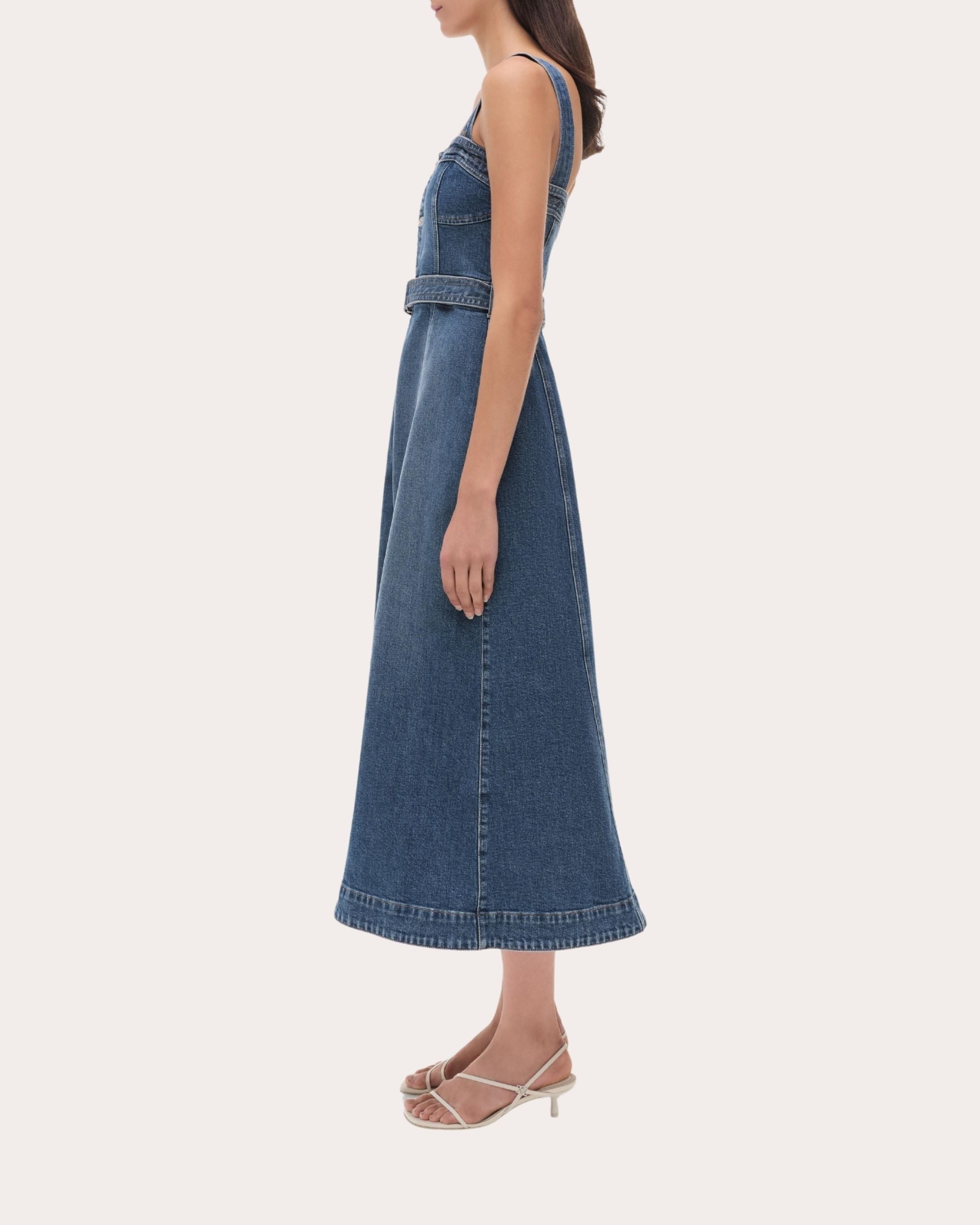 Alba Denim Bustier Midi Dress - 3