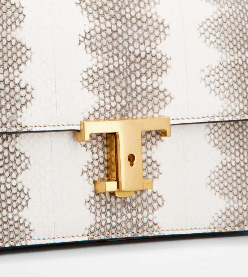 T TIMELESS FLAP BAG IN REPTILE MINI - WHITE, BROWN 5