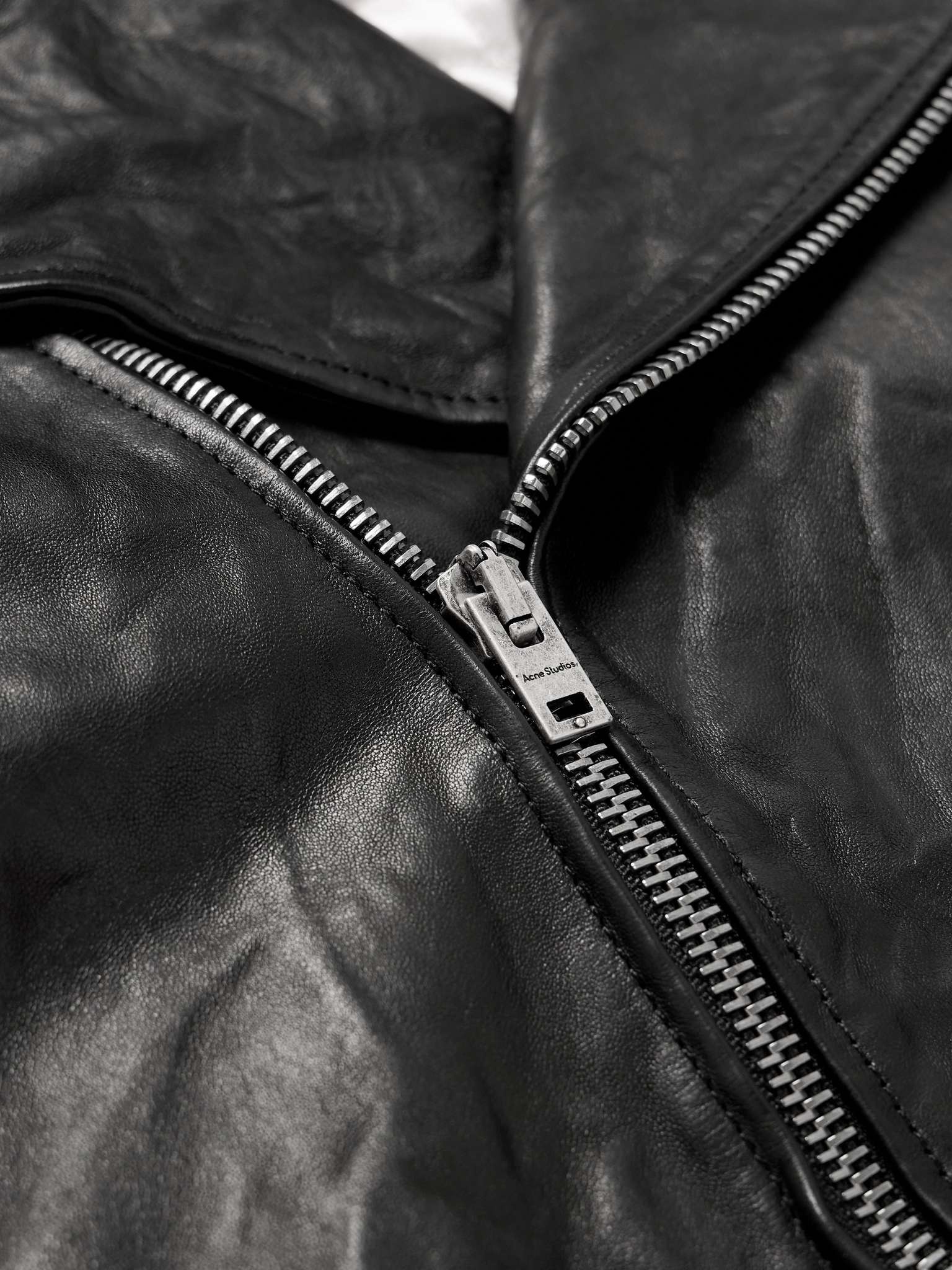 Liker Distressed Leather Biker Jacket - 4