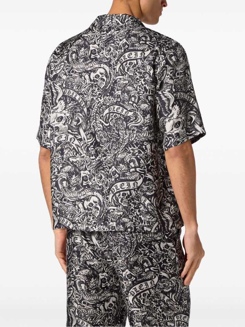 Tattoo short-sleeve silk shirt 4