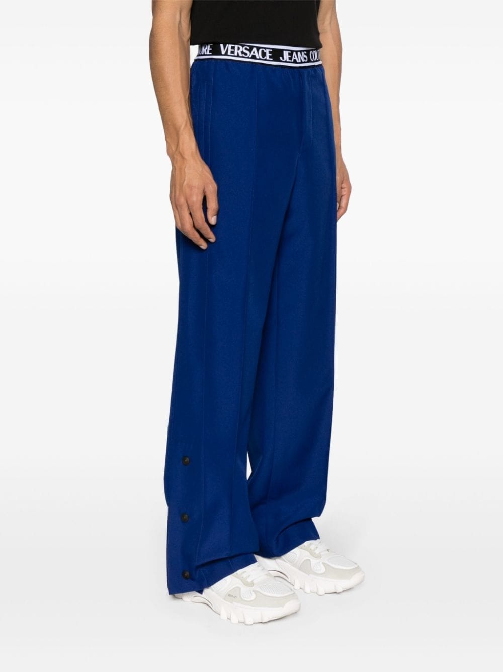 logo-waistband pleated wide-leg trousers - 3