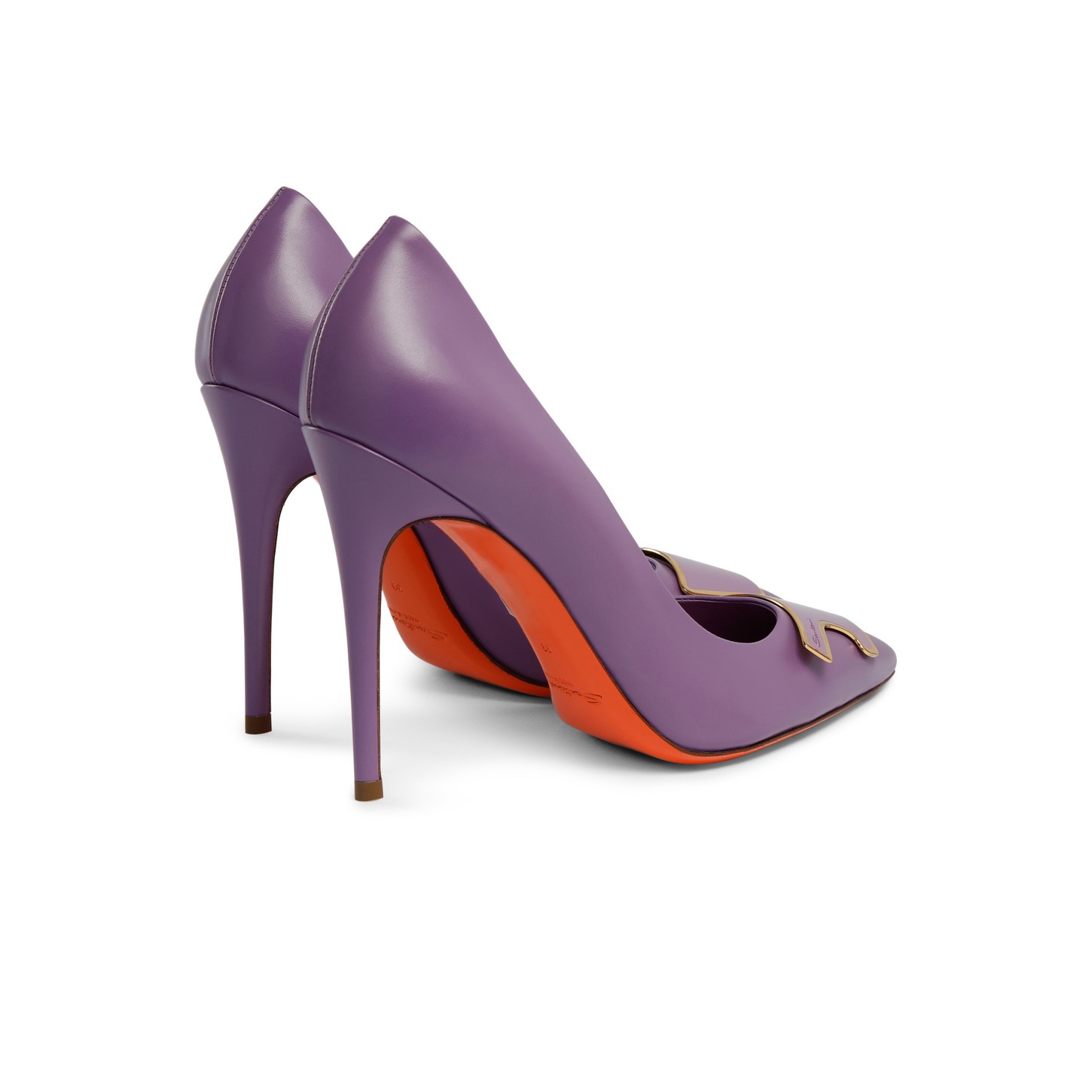 Women's lilac leather high-heel Santoni Sibille pump - 4